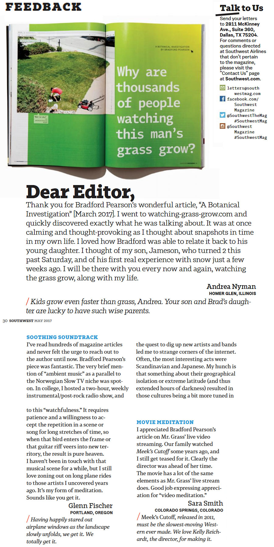 southwest magazine letters WGG