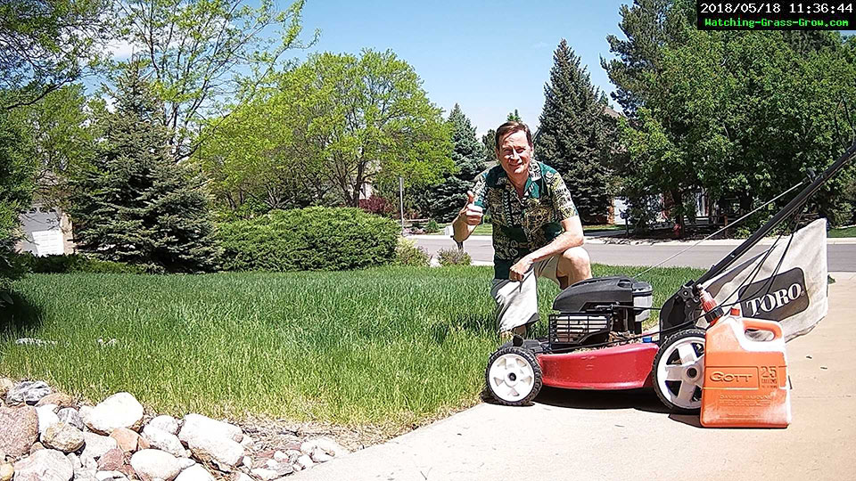 mowing lawn thumbs up