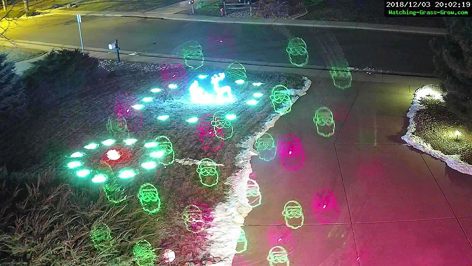 laser on grass santa